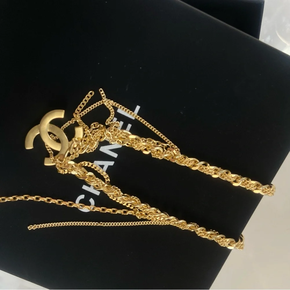 CHANEL Gold Logo Pendant Necklace - Picture 3 of 5